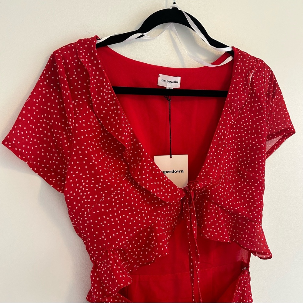 NWT Superdown Revolve Mercy Polka Dot Dress Red Size Small - Picture 4 of 16